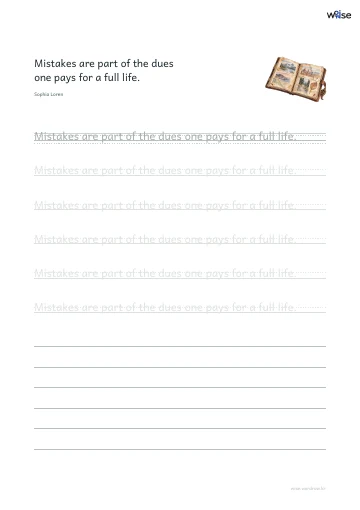 영어 따라쓰기 PDF 첫 페이지: Mistakes are part of the dues one pays for a full life.