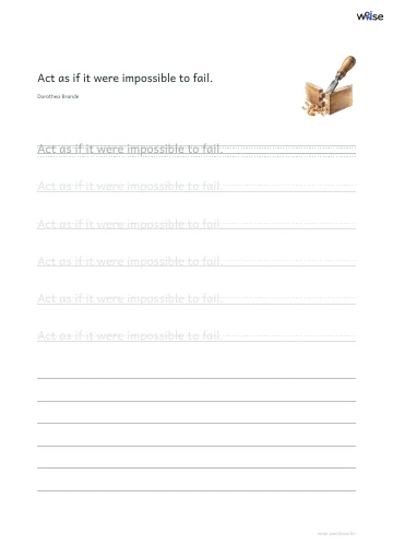 영어 따라쓰기 PDF 첫 페이지: Act as if it were impossible to fail.