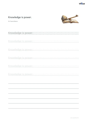 영어 따라쓰기 PDF 첫 페이지: Knowledge is power.