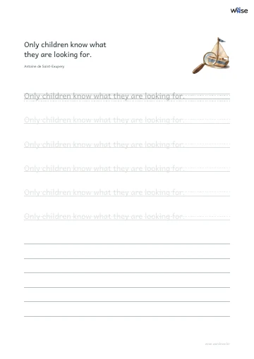 영어 따라쓰기 PDF 첫 페이지: Only children know what they are looking for.