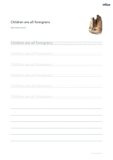 영어 따라쓰기 PDF 첫 페이지: Children are all foreigners.