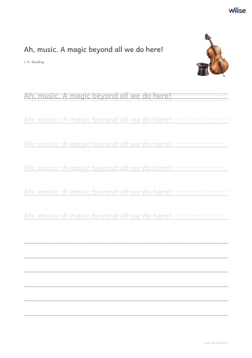 영어 따라쓰기 PDF 첫 페이지: Ah, music. A magic beyond all we do here!