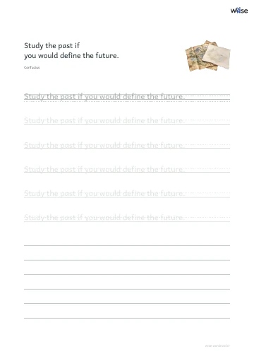 영어 따라쓰기 PDF 첫 페이지: Study the past if you would define the future.