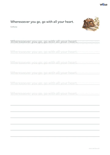 영어 따라쓰기 PDF 첫 페이지: Wheresoever you go, go with all your heart.