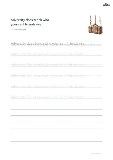 영어 따라쓰기 PDF 첫 페이지: Adversity does teach who your real friends are.