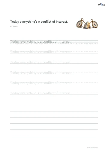 영어 따라쓰기 PDF 첫 페이지: Today everything's a conflict of interest.