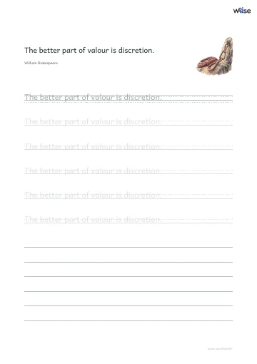 영어 따라쓰기 PDF 첫 페이지: The better part of valour is discretion.