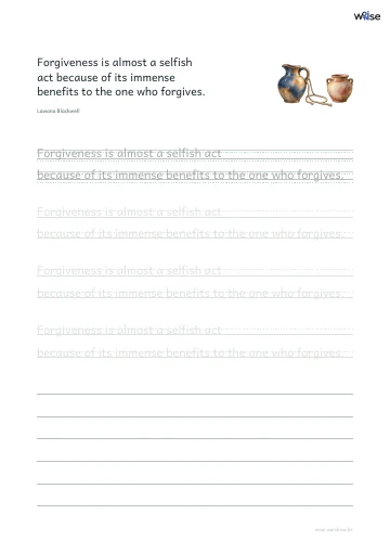 영어 따라쓰기 PDF 첫 페이지: Forgiveness is almost a selfish act because of its immense benefits to the one who forgives.