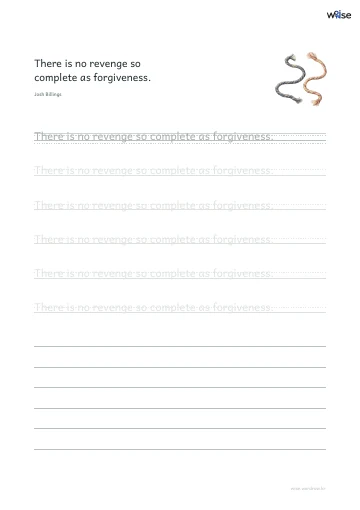 영어 따라쓰기 PDF 첫 페이지: There is no revenge so complete as forgiveness.