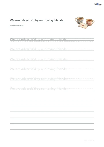 영어 따라쓰기 PDF 첫 페이지: We are advertis'd by our loving friends.