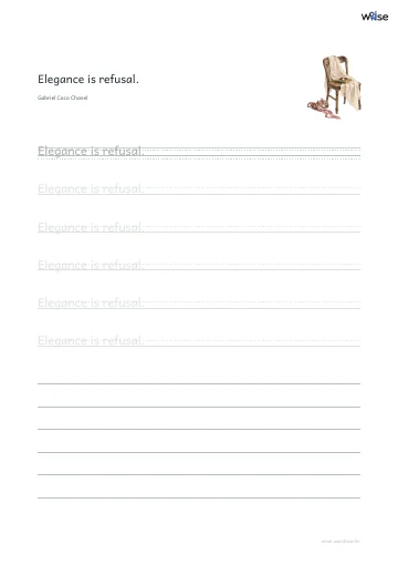 영어 따라쓰기 PDF 첫 페이지: Elegance is refusal.