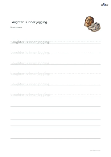 영어 따라쓰기 PDF 첫 페이지: Laughter is inner jogging.