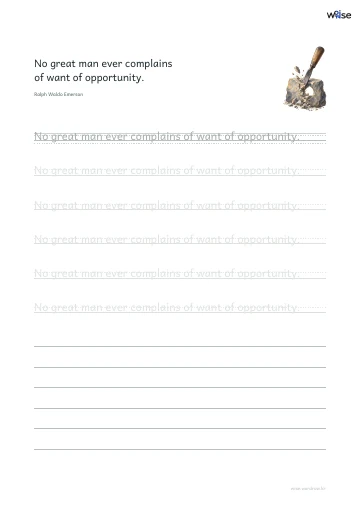 영어 따라쓰기 PDF 첫 페이지: No great man ever complains of want of opportunity.
