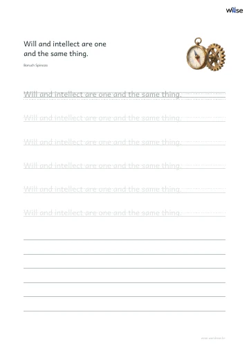 영어 따라쓰기 PDF 첫 페이지: Will and intellect are one and the same thing.