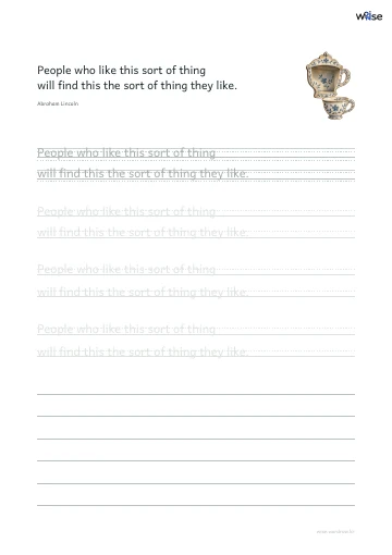 영어 따라쓰기 PDF 첫 페이지: People who like this sort of thing will find this the sort of thing they like.