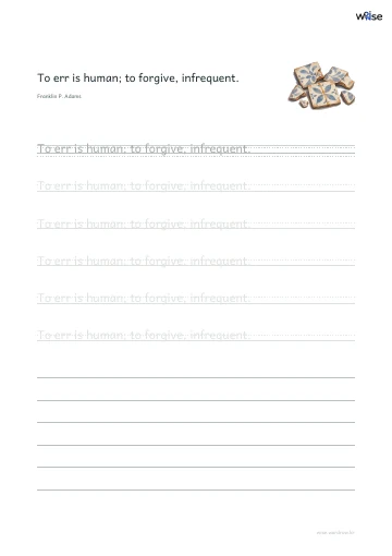영어 따라쓰기 PDF 첫 페이지: To err is human; to forgive, infrequent.