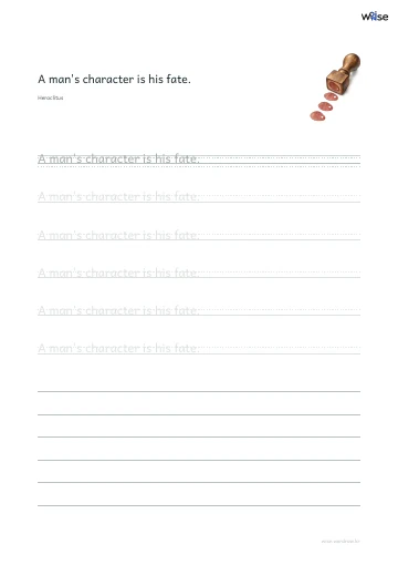영어 따라쓰기 PDF 첫 페이지: A man's character is his fate.