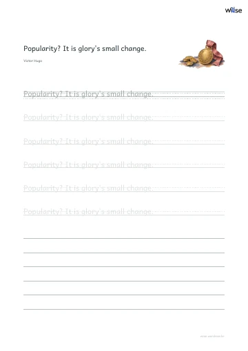 영어 따라쓰기 PDF 첫 페이지: Popularity? It is glory's small change.