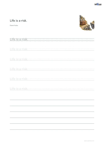 영어 따라쓰기 PDF 첫 페이지: Life is a risk.