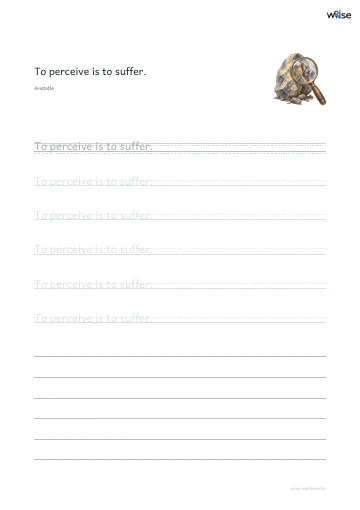 영어 따라쓰기 PDF 첫 페이지: To perceive is to suffer.
