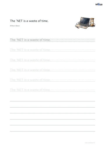 영어 따라쓰기 PDF 첫 페이지: The 'NET is a waste of time.