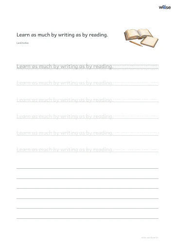 영어 따라쓰기 PDF 첫 페이지: Learn as much by writing as by reading.