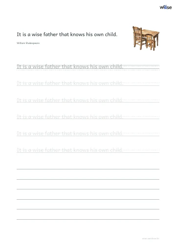 영어 따라쓰기 PDF 첫 페이지: It is a wise father that knows his own child.