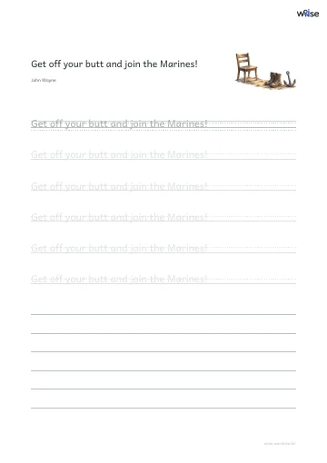 영어 따라쓰기 PDF 첫 페이지: Get off your butt and join the Marines!