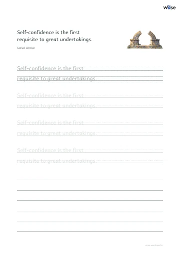영어 따라쓰기 PDF 첫 페이지: Self-confidence is the first requisite to great undertakings.