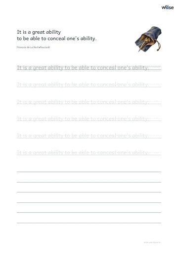 영어 따라쓰기 PDF 첫 페이지: It is a great ability to be able to conceal one's ability.
