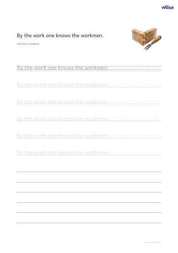 영어 따라쓰기 PDF 첫 페이지: By the work one knows the workmen.