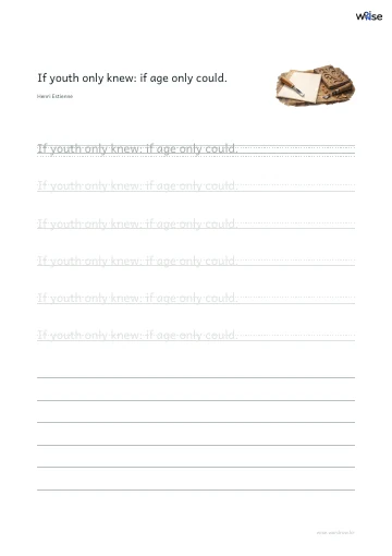 영어 따라쓰기 PDF 첫 페이지: If youth only knew: if age only could.