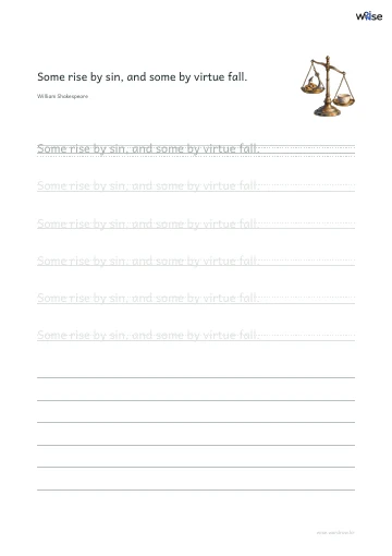 영어 따라쓰기 PDF 첫 페이지: Some rise by sin, and some by virtue fall.