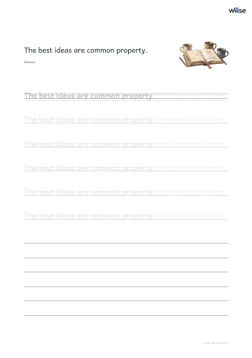 영어 따라쓰기 PDF 첫 페이지: The best ideas are common property.