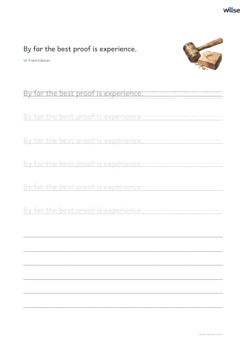 영어 따라쓰기 PDF 첫 페이지: By far the best proof is experience.