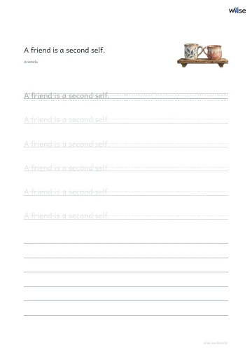 영어 따라쓰기 PDF 첫 페이지: A friend is a second self.