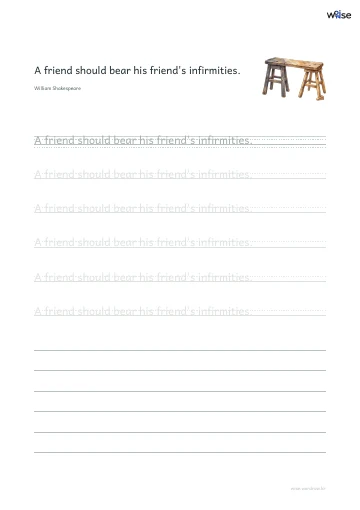 영어 따라쓰기 PDF 첫 페이지: A friend should bear his friend's infirmities.