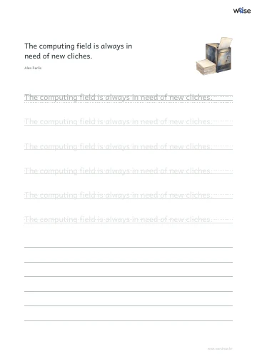 영어 따라쓰기 PDF 첫 페이지: The computing field is always in need of new cliches.