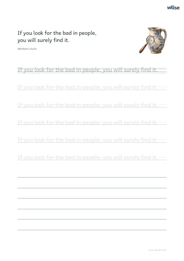 영어 따라쓰기 PDF 첫 페이지: If you look for the bad in people, you will surely find it.