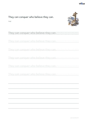 영어 따라쓰기 PDF 첫 페이지: They can conquer who believe they can.