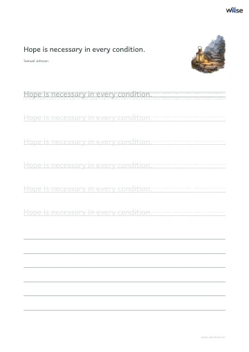 영어 따라쓰기 PDF 첫 페이지: Hope is necessary in every condition.